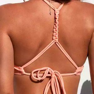 Cupshe 2 piece Medium Size Bikini with braided back pink  blue and white  bottom